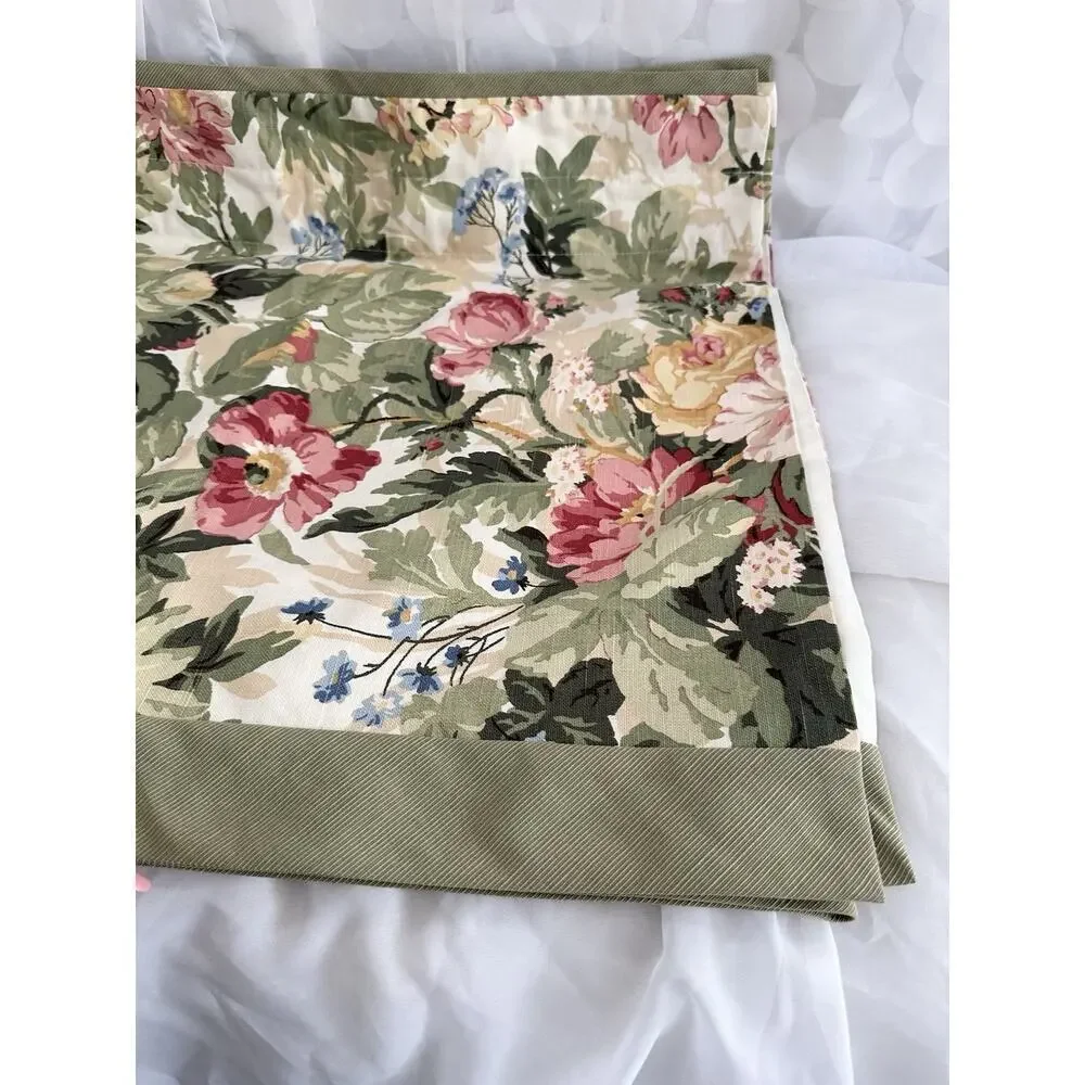 VTG Chintz Floral Valance Cottagecore Pink Green HUGE FLOWERS Country 104 X 23”